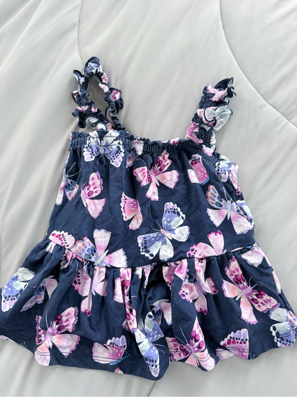 Little Sleepies Navy Blue Tank Top with Pink & Lavender Butterfly Print - Sz 3T
